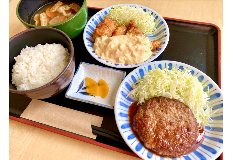 ▼ハンバーグ&チキン南蛮定食